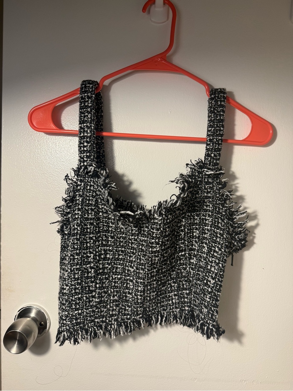 Maeve Black & White Tweed Crop Tank